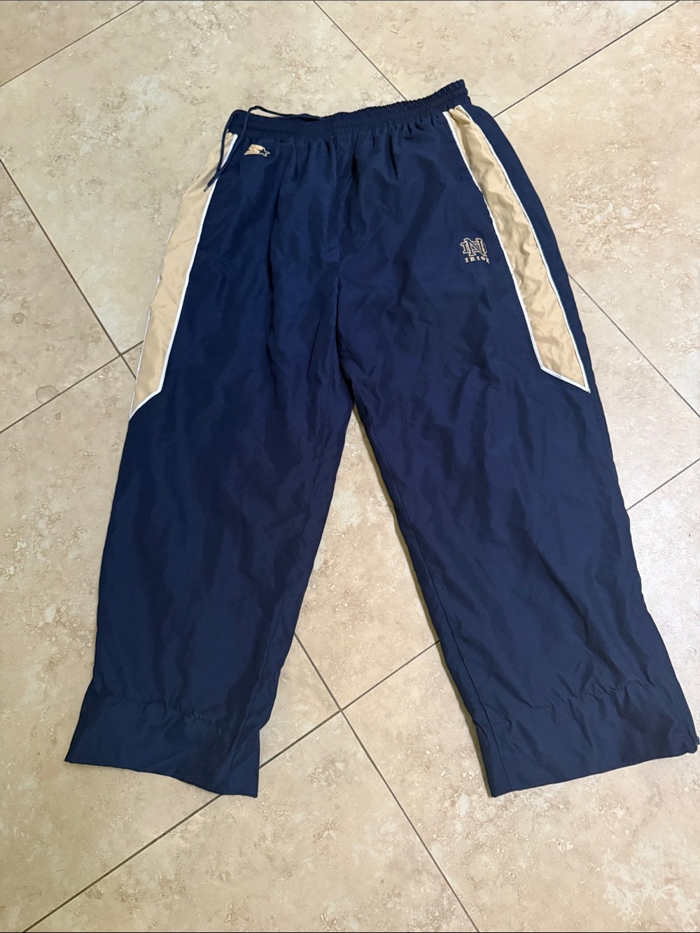 adidas Navy Track Pants with Cream Side Panels